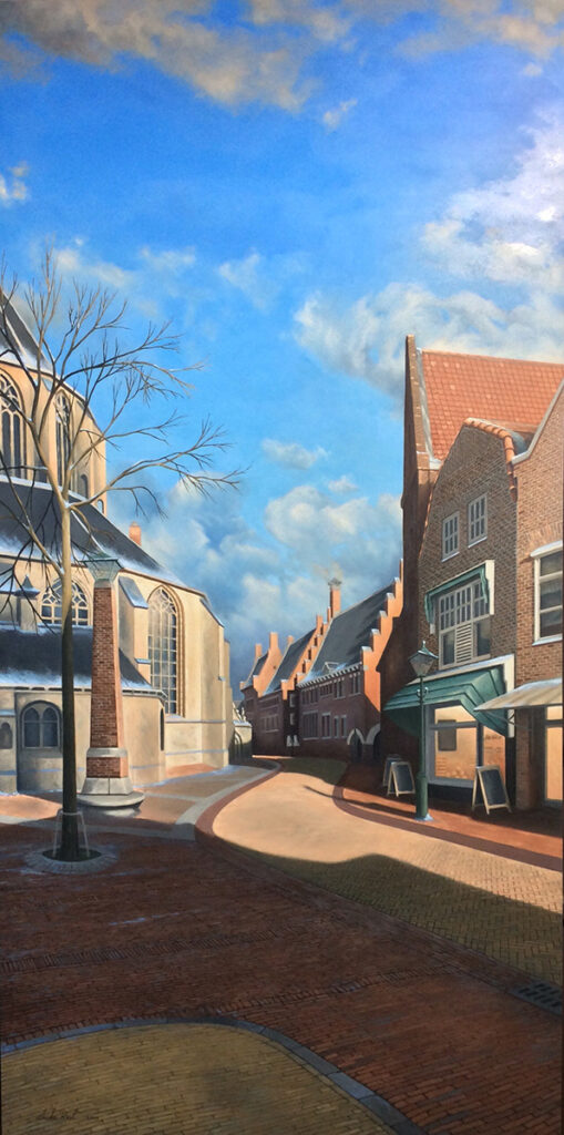 auke_rol_koorstraat_grote_kerk_alkmaar_50x100cm_olieverf_op_koper_h